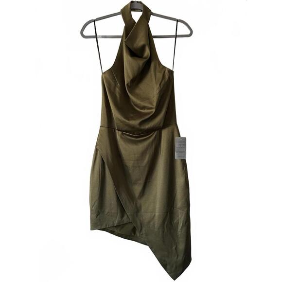 Elliatt Olive Green Halter Neck Dress - Size S NWT